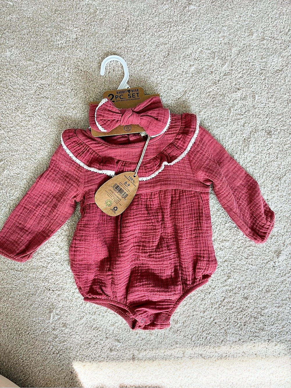 Rabbit + Bear Organics 2 pc. set with matching headband